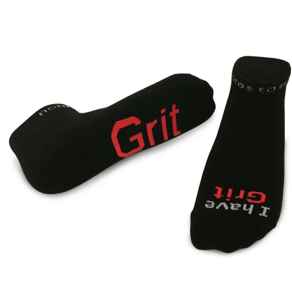 'I have Grit' black low-cut socks